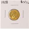 Image 1 : 1908 $2 1/2 Indian Head Quarter Eagle Gold Coin