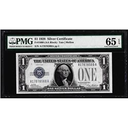 1928 $1 Funnyback Silver Certificate Note Fr.1600 PMG Gem Uncirculated 65EPQ
