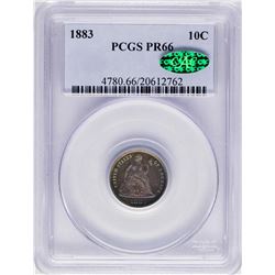 1883 Proof Seated Liberty Dime Coin Arrows PCGS PR66 CAC Amazing Toning