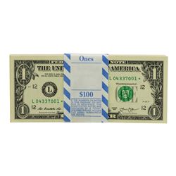 Pack of (100) Consecutive 2013 $1 Federal Reserve Star Notes San Francisco