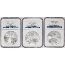 Lot of (3) 2006 $1 American Silver Eagle Coins NGC MS69 Early Releases
