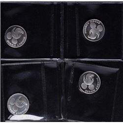 Lot of (4) Disney Mickey Mouse 1/20 oz. .999 Fine Silver Coin Rounds