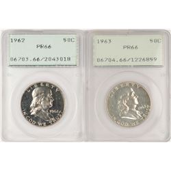 Lot of 1962-1963 Proof Franklin Half Dollar Coins PCGS PR66 Old Green Rattlers