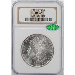 1881-S $1 Morgan Silver Dollar Coin NGC MS66 CAC