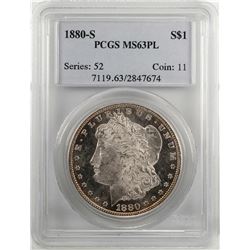 1880-S $1 Morgan Silver Dollar Coin PCGS MS63 PL