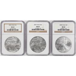 2006-2008 $1 American Silver Eagle Coin Coins NGC MS69