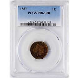 1887 Proof Indian Head Cent Coin PCGS PR63RB