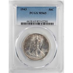 1943 Walking Liberty Half Dollar Coin PCGS MS65