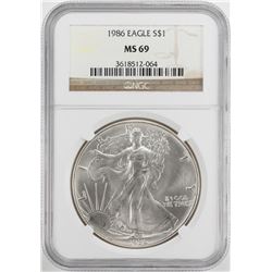 1986 $1 American Silver Eagle Coin NGC MS69