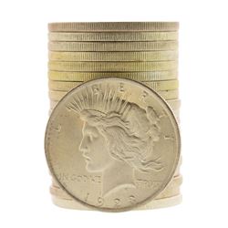 Roll of (20) Brilliant Uncirculated 1923 $1 Peace Silver Dollar Coins