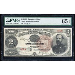 1890 $2 Treasury Note Fr.353 PMG Gem Uncirculated 65EPQ