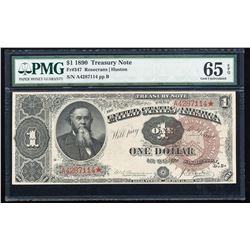 1890 $1 Treasury Note Fr.347 PMG Gem New 65PPQ