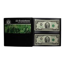 Evolutions Set - Matching Serial Number 2003 $2 Federal Reserve Notes Minneapolis