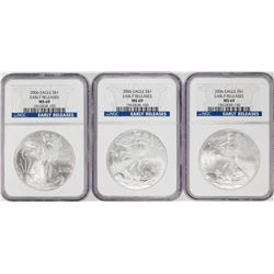 Lot of (3) 2006 $1 American Silver Eagle Coins NGC MS69 Early Releases
