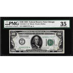 1928 $100 Federal Reserve Star Note Chicago Fr.2150-G* PMG Choice Very Fine 35