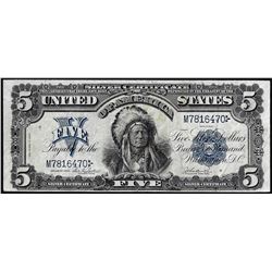 1899 $5 Indian Chief Silver Certificate Note