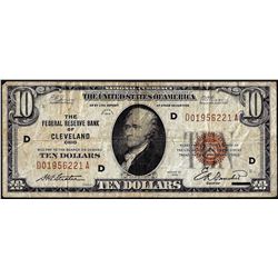 1929 $10 Federal Reserve Bank of Cleveland Note