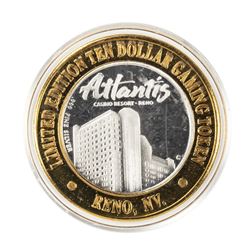 .999 Fine Silver Atlantis Casino & Resort Reno, NV $10 Limited Edition Gaming Token