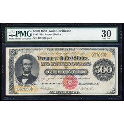 1882 $500 Gold Certificate Note Fr.1216a PMG Very Fine 30