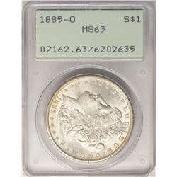 1885-O $1 Morgan Silver Dollar Coin PCGS MS63 Old Green Rattler Holder