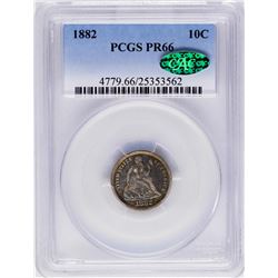 1882 Proof Seated Liberty Dime Coin Arrows PCGS PR66 CAC Amazing Toning
