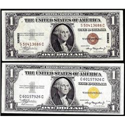 Lot of 1935A $1 Hawaii & North Africa WWII Emergency Issue Silver Certificate Notes