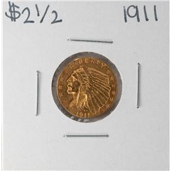 1911 $2 1/2 Indian Head Quarter Eagle Gold Coin