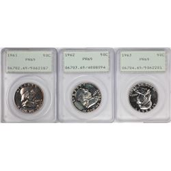 Lot of 1961-1963 Proof Franklin Half Dollar Coins PCGS PR65 Old Green Rattlers