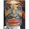 Image 2 : BC Native Carved Mask With Hair. Signed in a Green Stickman on Back. 4"H x 3"w
