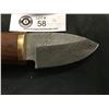 Image 2 : Nicely Made Damascus Knife with Leather Sheath.Shorter Blade Wooden Handle