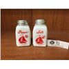 Image 1 : Vintage White Milk Glass Salt & Pepper Shakers Red Sailboats