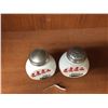 Image 2 : Vintage Art Deco White Milk Glass Salt & Pepper Shakers with Potted Flowers