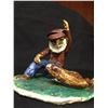 Image 2 : Vintage Folk Art Pottery Piece. Old Man Catching a Fish. Missing Fishing Pole. 4w x 3h