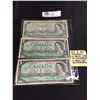 Image 1 : 3 Centennial of Canadian Confederation $1 Bank Notes  With Serial Numbers Stamped on Backsm and 1 on