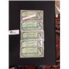 Image 1 : 5 Centennial of Canadian Confederation $1 Bank Notes 1867-1967