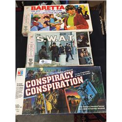 Lot of 3 Vintage Stratagy Games. Baretta, The S.W.A.T. Conspiracy