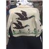 Image 2 : Flying Ducks Vintage Knitted Thick Wool Sweater. Good Working Zipper 16" Armpit to Cuff, 42" W at bo