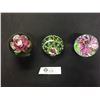 Image 1 : Very Nice Glass Paperweights With Flowers Blown Inside of Them