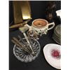 Image 2 : Vintage Lot of Candleholders. Shell Tray, a Brass Sailboat a Glass Bowl with 6 Silver Pieces
