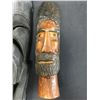 Image 2 : A Vintage Carved Mask Nicely Aged with a nice Patina.20" Long Plus A  Bearded Man Carving. 12" H