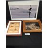 Image 1 : Lot of 3 Pictures. A Picture Frame of Fishhooks, A Cabin of Nick Nick in BC & a Great Blown Up pic o