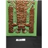 Image 2 : Vintage Art Tin Wall Hanging. Copper, Painted Green Totem Pole Style. 22" h x 11"w