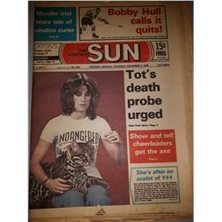 Toronto Sun November 2, 1978 Bobby Hull Retires