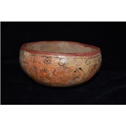 8" D Mayan Painted Vessel, Great Paint, Pre Columbian,