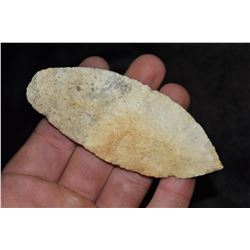 4" Early Paleo Ovoid Blade, Ground 1/2 Way Up the Base,