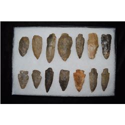 Lot of Approximately 14 Arrowheads, Central Kentucky