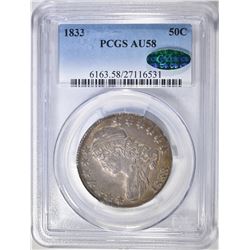 1833 BUST HALF DOLLAR PCGS AU-58 CAC