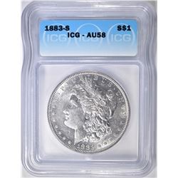 1883-S MORGAN DOLLAR ICG AU-58