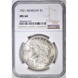 1921 MORGAN DOLLAR, NGC MS-64