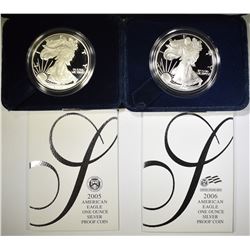 2005 & 06 PROOF AMERICAN SILVER EAGLES